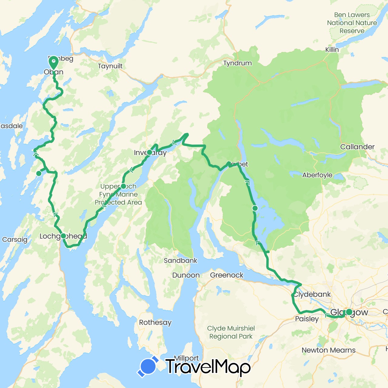 TravelMap itinerary: vehicle in United Kingdom (Europe)